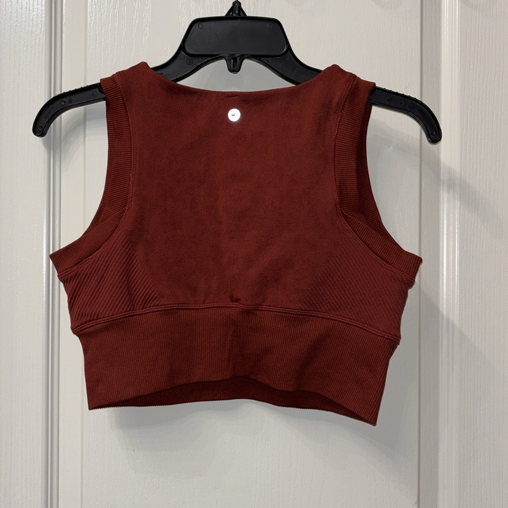 90 Degree By Reflex brand. Rust Red Sleeveless Crop Top